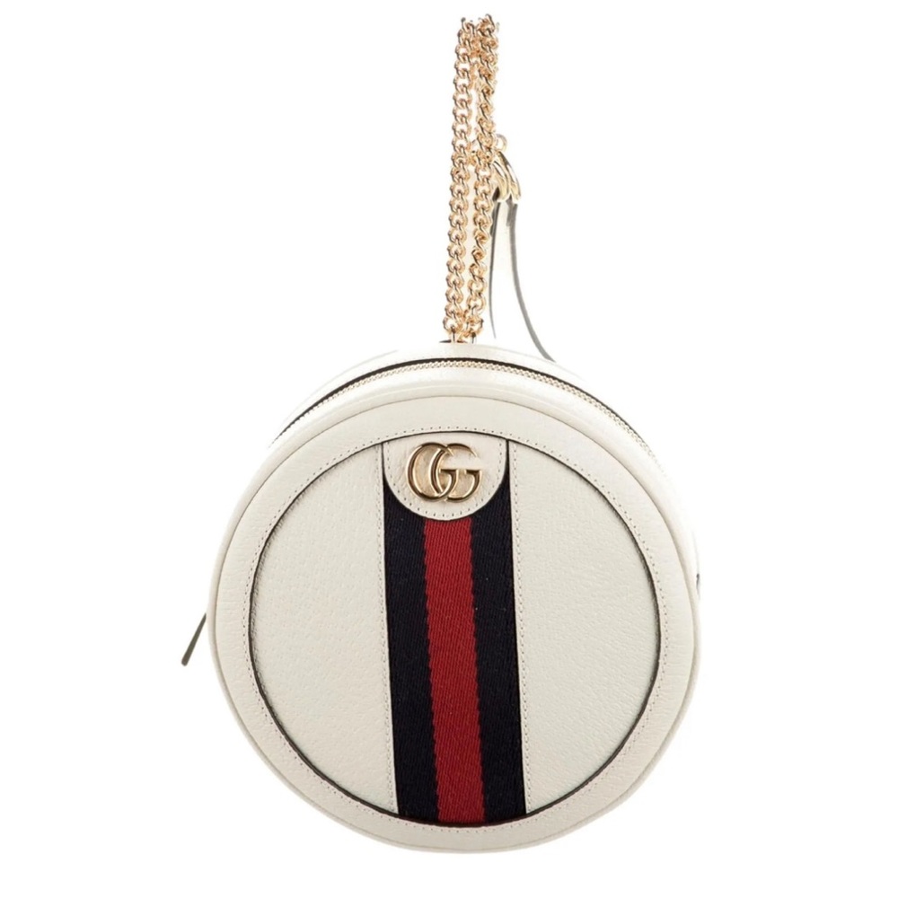 Gucci Grained Calfskin Web Mini Ophidia Round Backpack